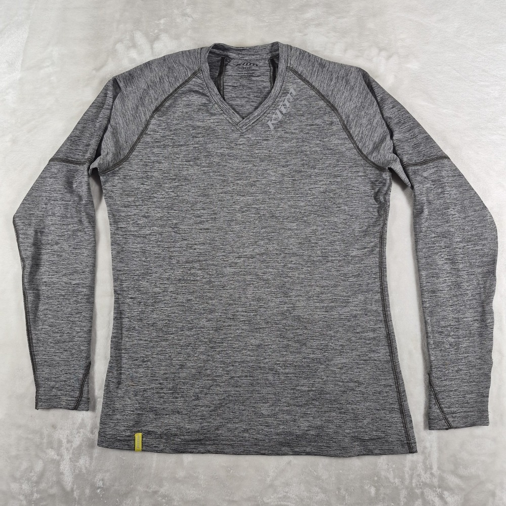 Klim Long Sleeve V Neck Shirt Men's Large Gray Base Layer Cycling Performance